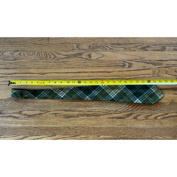 Vintage Green England Wool Plaid Neck Tie Mens Size Large - Picture 5 of 7